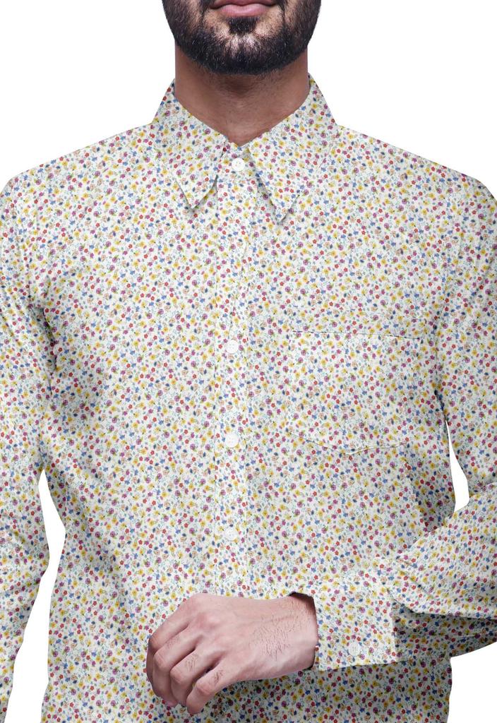 BESTMAN Printed Cotton Shirts For Men Long Sleeve Slim Fit Formal Shirt For