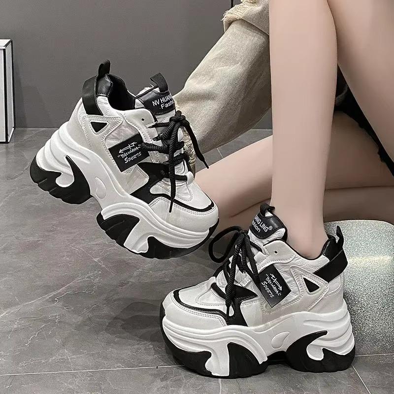 High Platform Sneakers Women 2025 Thick Sole Sports Ladies Trainers Vulcanized Shoes Woman Chunky Sneakers Zapatillas Mujer 10CM