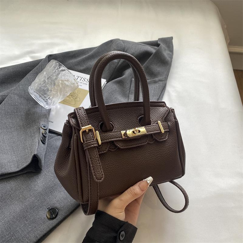 Lychee pattern platinum bag 2025 new tote bag women's handbag fashion shoulder messenger small square bag