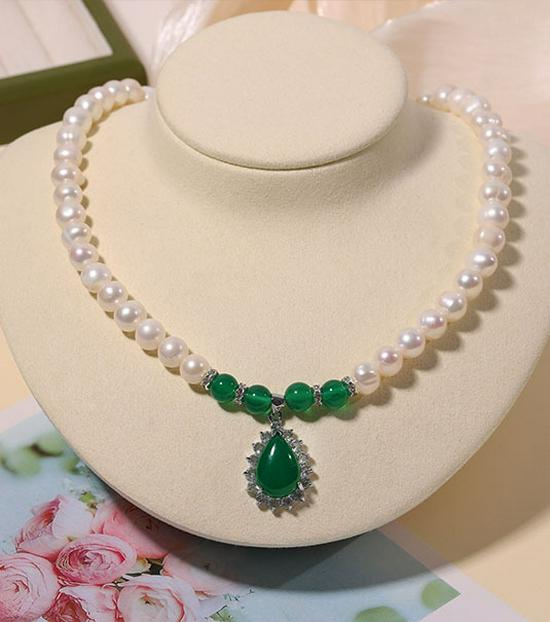 Zhuji Süßwasserperlen-Halskettenset für Damen - Echte Perlen Schlüsselbeinkette - Muttertagsgeschenk