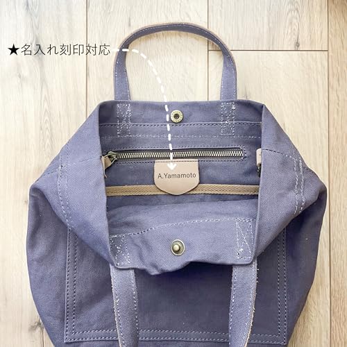 IOKI HAMPU Canvas and Genuine Leather Tote Bag, Lunch Bag, Shoulder Bag, Slightly Water-Repellent, 2-Way Canvas (Navy Blue)