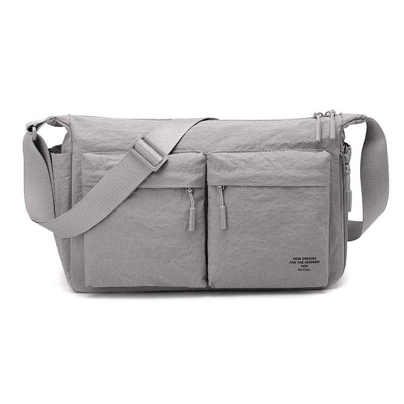 Multi-Pocket Nylon Messenger Bag with Zipper Closure Casual Crossbody Shoulder Purse for Men Daily Travel