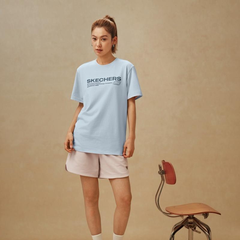 Skechers Knitted Round Neck Loose Fit Short Sleeve T-Shirt Unisex tops L226U065-026P