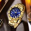 Men's Large Dial Blu-ray Glass Watch, High-end Men's Business Watch + Jewelry 4-piece Set