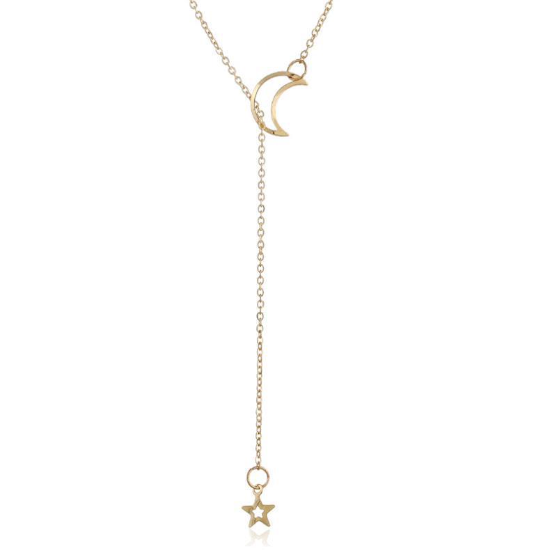 Wish New Jewelry Direct Sale Fashion Simple Moon Star Collarbone Chain Women's Necklace C171