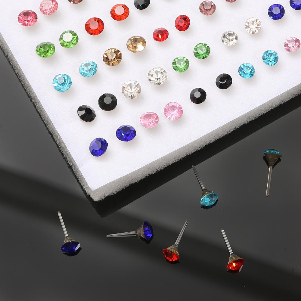 100Pairs Acrylic Crystal Heart Star Moon Small Stud Earrings Set For Women Girl Animal Flower Plastic Earring Trend Jewelry