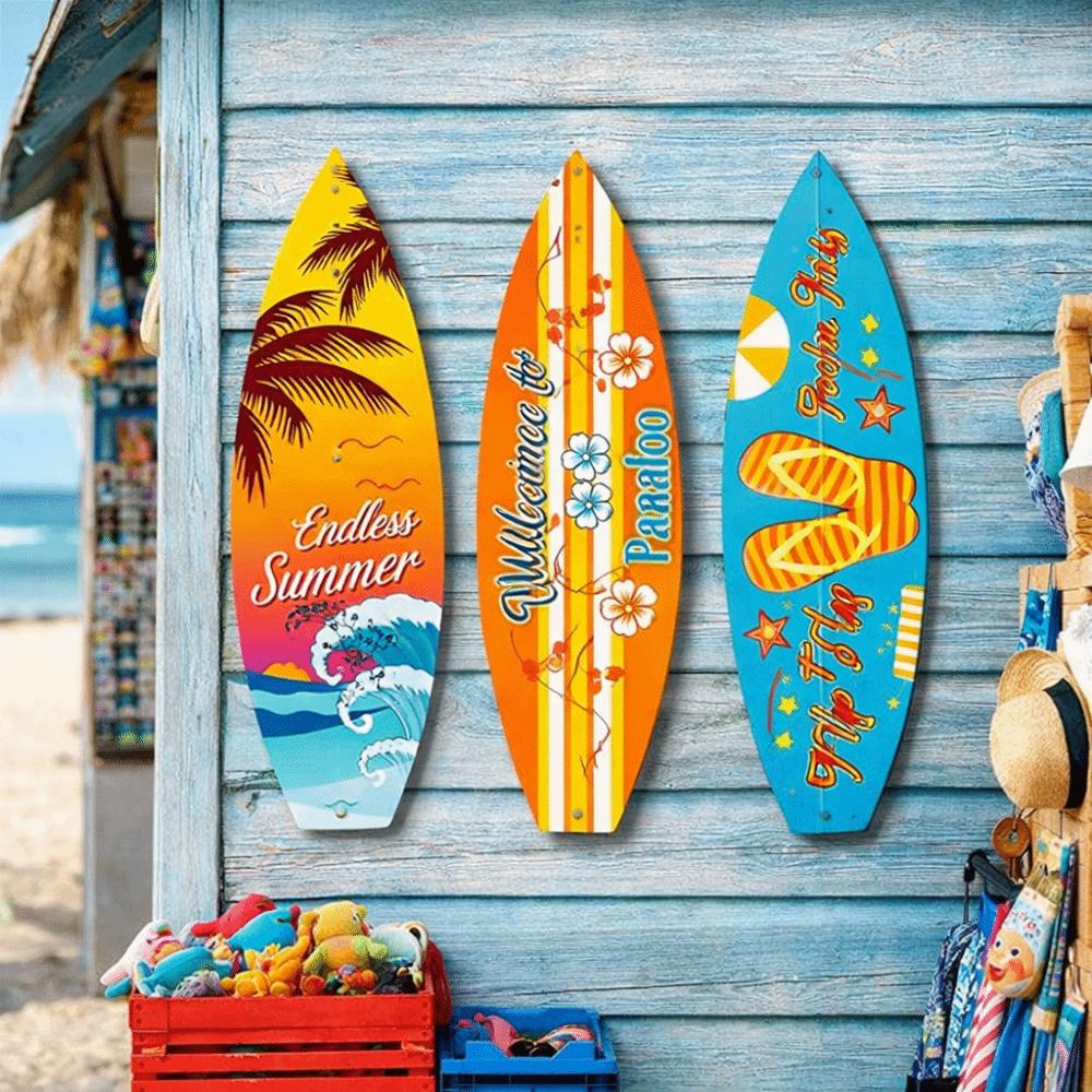 Retro Beach Surfboard Decor Summer Beach Themed Surfboard Ornaments  Living Room