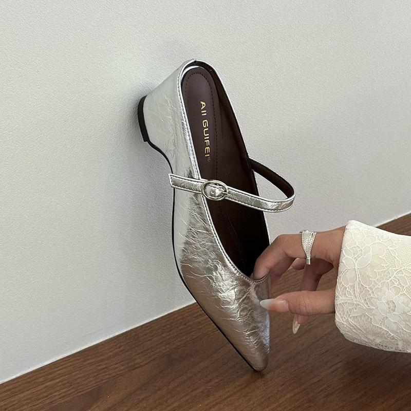 Fashion Female 5CM Heels Ladies Slides Slippers Shoes New In Summer Spring Fashion Pointed Toe Women Heeled Slippers Sandals Mules Shoes