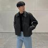 Short Motorcycle Leather Jacket Men's Autumn New Korean Style Trendy Lapel Loose Leather Jacket
