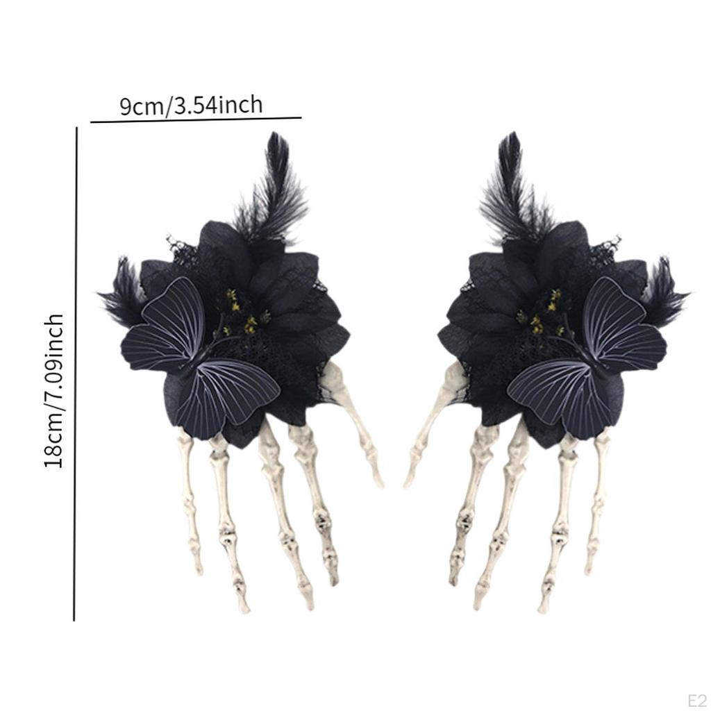 2 Pieces Halloween Hair Clips Barrettes Hairpin Skeleton Hand Jaw for Cosplay