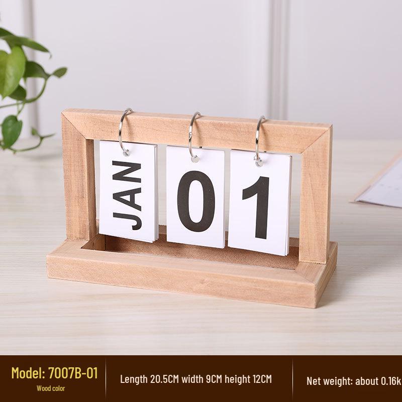 Perpetual Wooden Flip Calendar: Home and Desk Decor