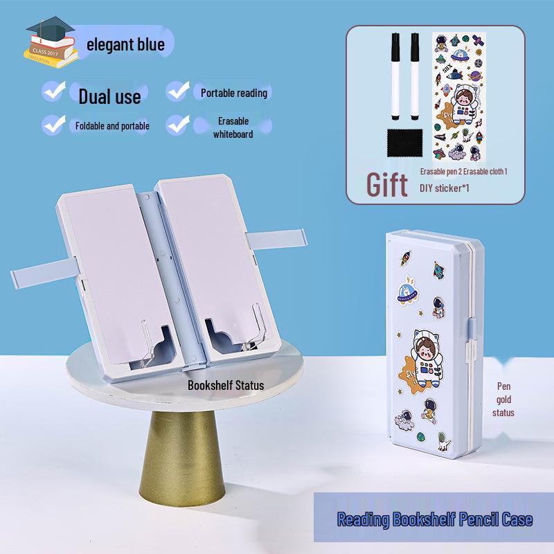 Multi-Functional Reading Stand & Pencil Case: Dual-Use Stationery Box and Bookshelf