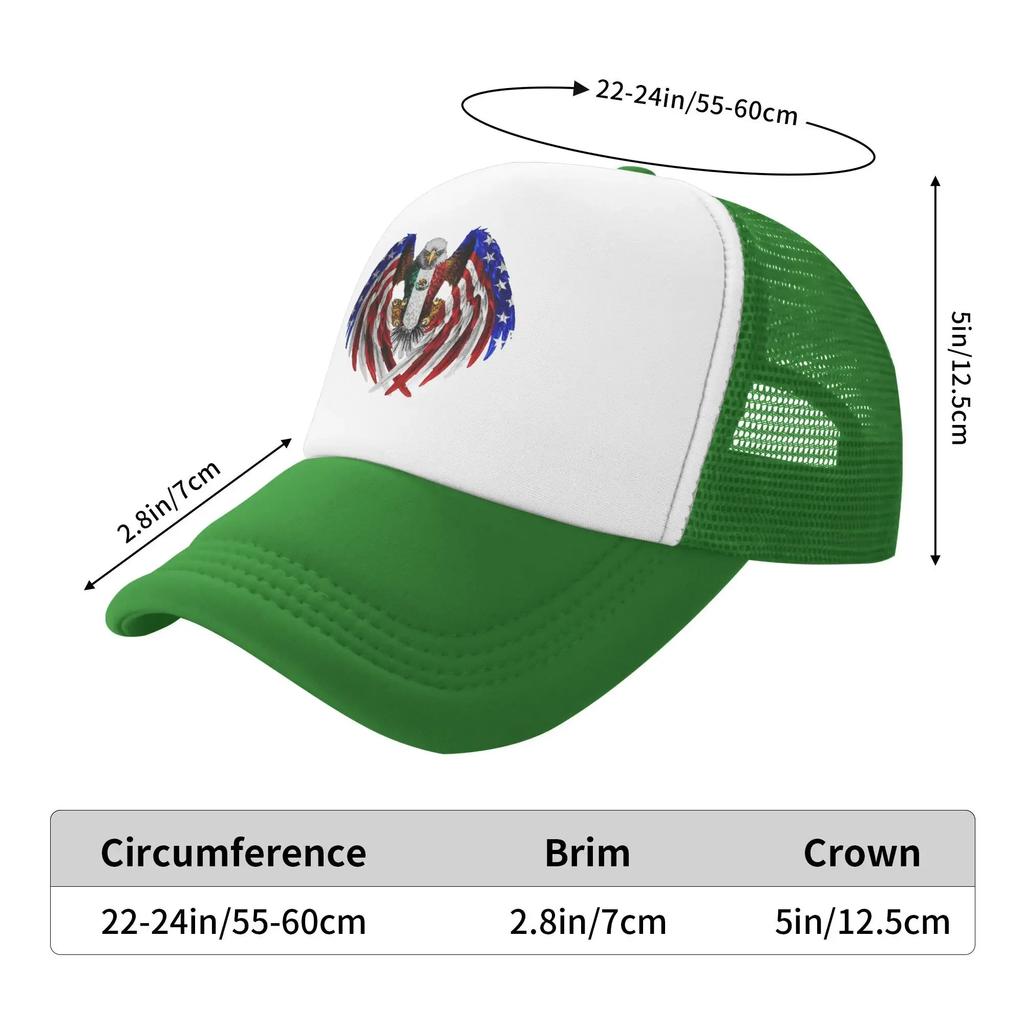 Summer Sun Hats Mexican Eagle Label Baseball Cap Mexico USA Flag Stylish Trucker Hat Summer Unisex Adult Running Hippie Caps