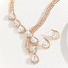 Gold Jewelry Set White Rhinestone Crystal Necklace Earrings Set Women's Jewelry