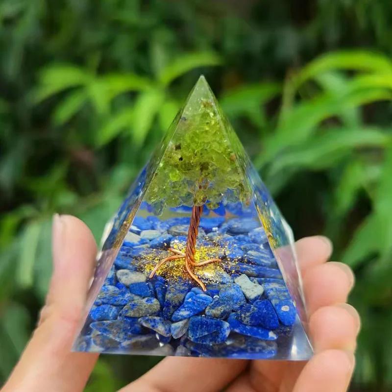 Pyramid Amethyst Peridot Meditation Tool Healing Crystal Energy Saving Quartz Home Decoration Crafts