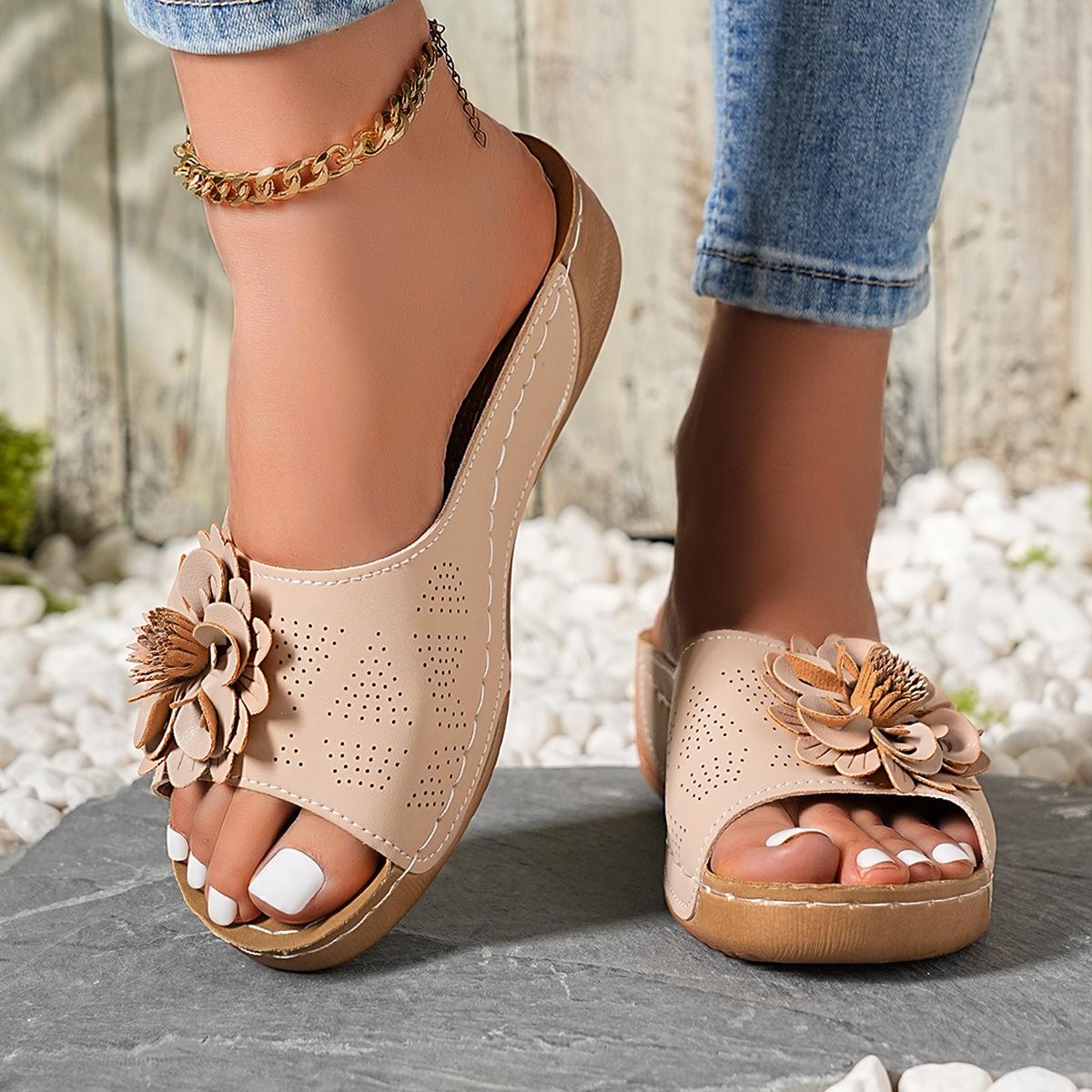 Women s Plus-size Shoes, Thick-soled Shoes, Slippers 36 бежевый