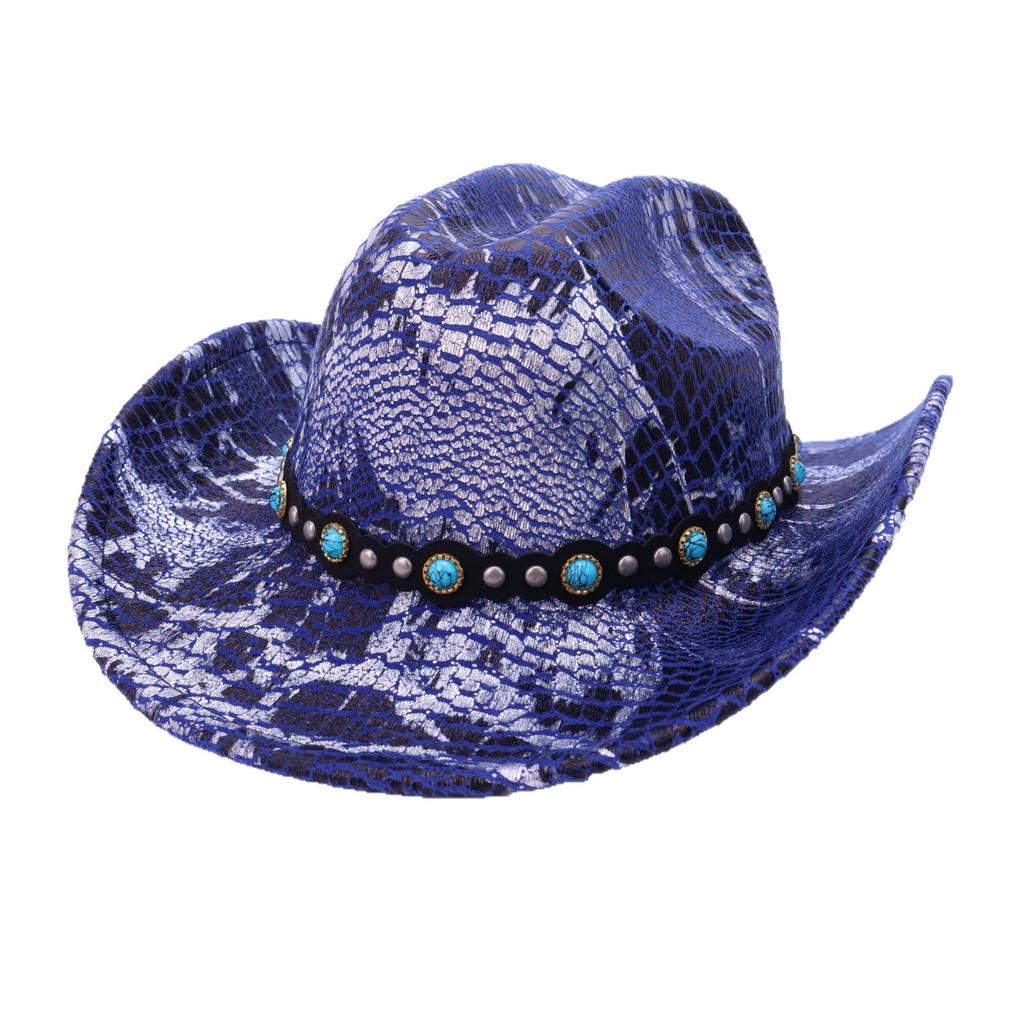 Vintage Western Cowboy Hat Party Carnival Imitation Crocodile Pattern Hat Autumn and Winter European and American Men's and Women's High-end Top Hats