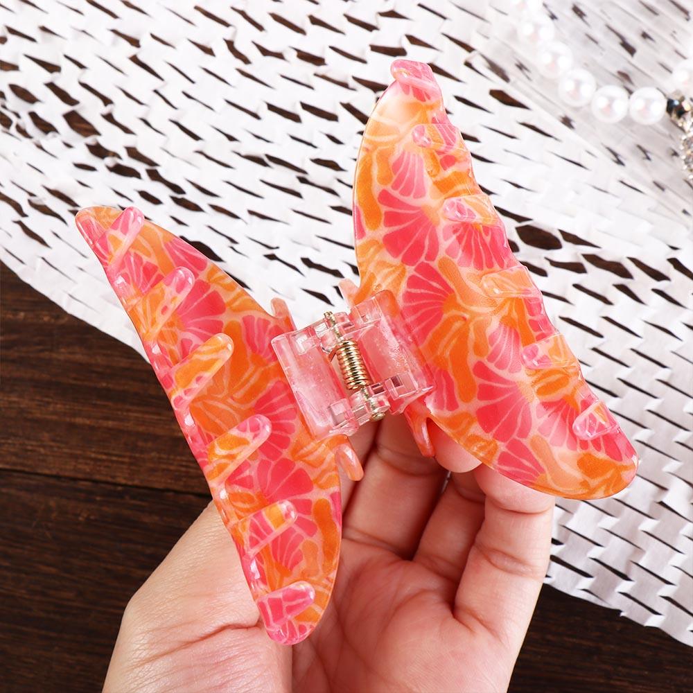 Colorful Hair Claw Clip Acrylic Acrylic Shark Clip Simple Flower Hair Claw  Daily