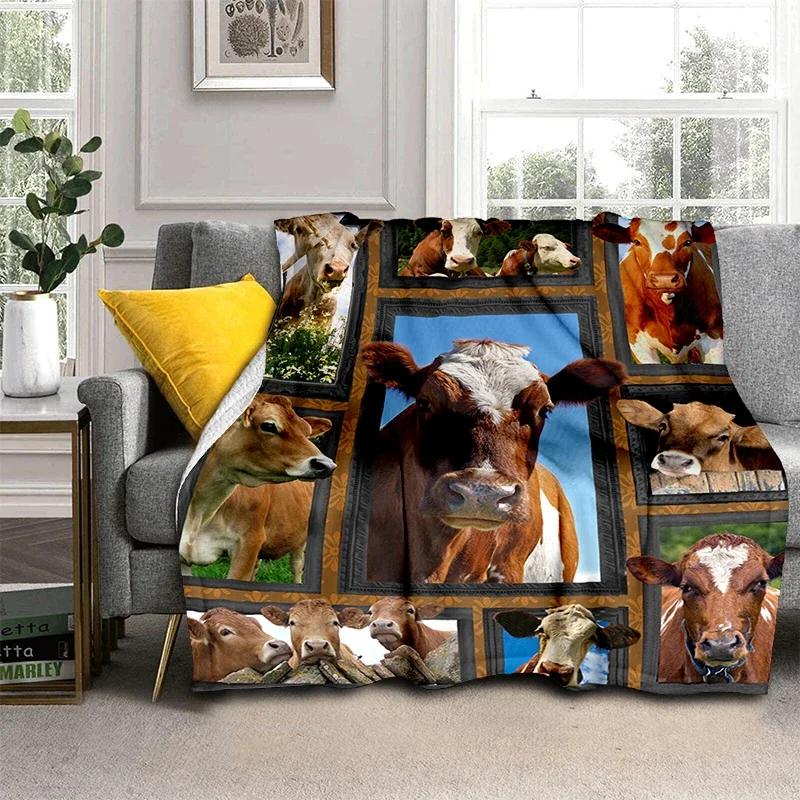 Animal Blanket Elephant Wolf Cow Highland Cattle Dog Flannel Blanket Super Soft Fleece Throw Blanket for Bedroom Couch Sofa Gift