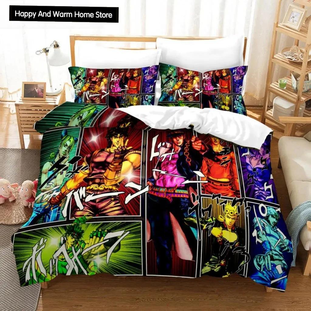3D Druck Anime JoJo Bizarre Adventure Jotaro Kujo Bettwäsche Set Jungen Mädchen Twin Queen Size Bettbezug Kissenbezug Bett Jungen Erwachsener