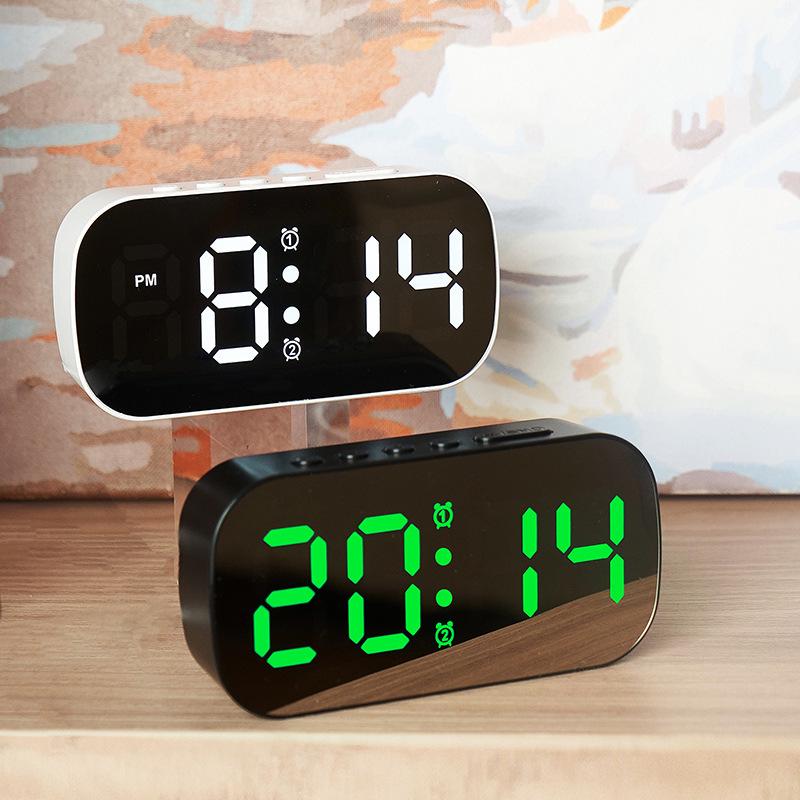 Minimalist LED Digital Display Alarm Clock with Mirror Surface for Students and Children - Model 6637.