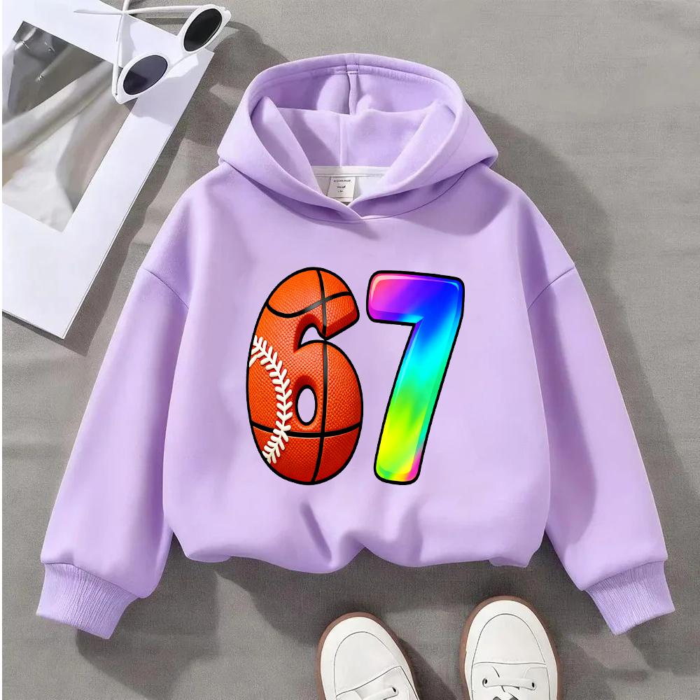 Children's Christmas sports shirt 67 baseball print autumn and winter boys and girls pullover casual long sleeved top