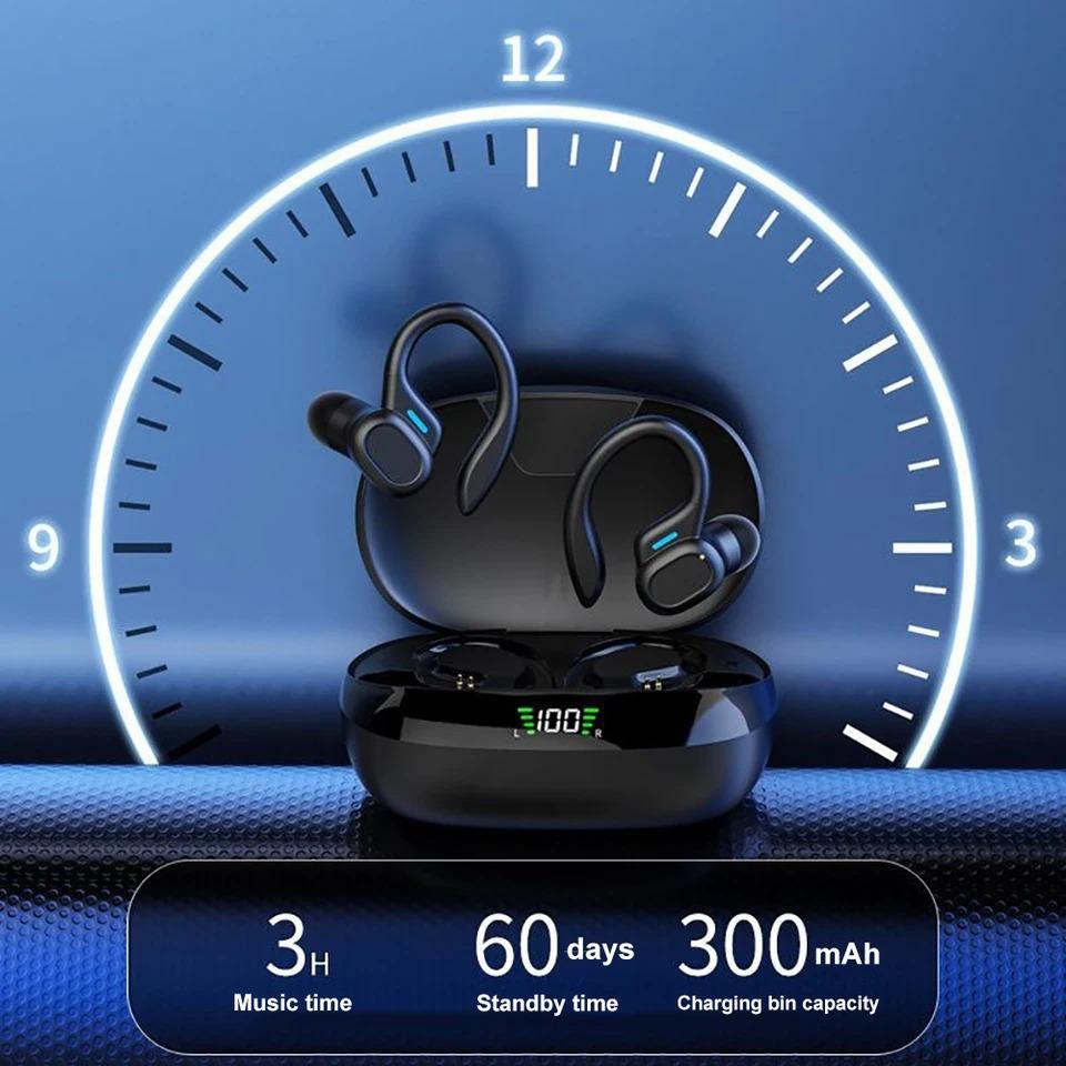 Bezprzewodowe słuchawki sportowe Bluetooth 5.3 IPX5 Słuchawki douszne Etui ładujące 300mAh Haczyki na uszy Słuchawki 3D HiFi Stereo Zestawy słuchawkowe