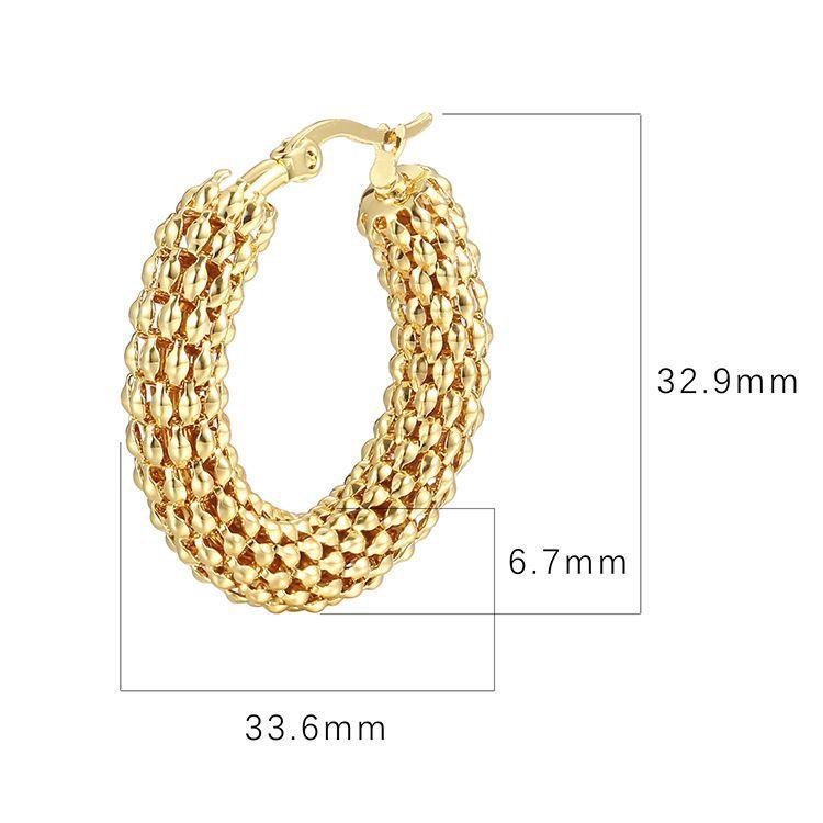 Vintage kukuričné ​​retiazkové náušnice z nehrdzavejúcej ocele s prehnaným kruhom Prémiové dámske náušnice z 18K zlata