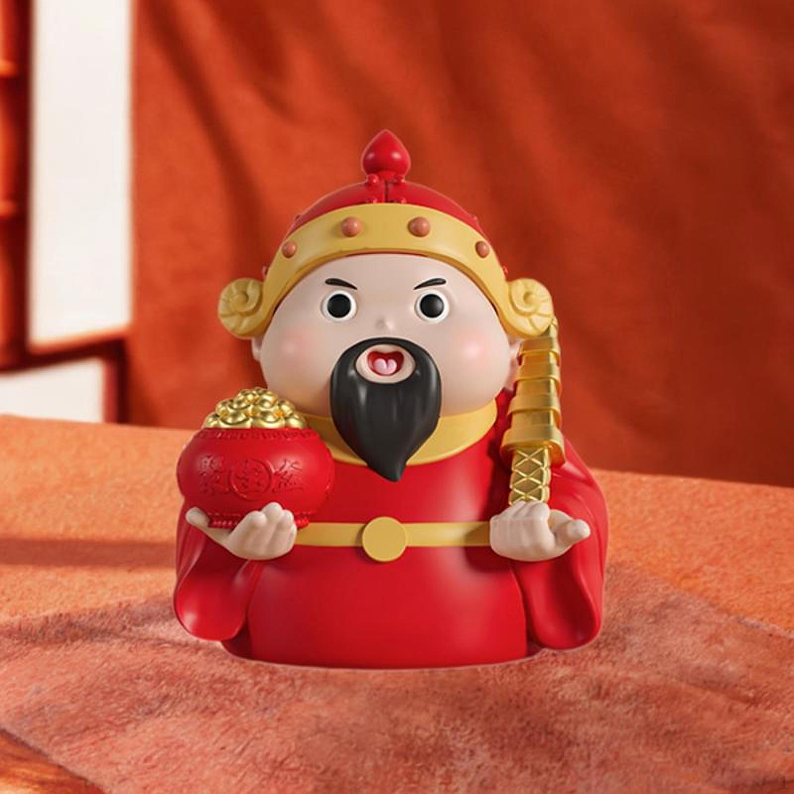 

Скульптура Бога удачи Цай Шен, статуя ремесла, миниатюры на удачу, украшения из смолы, приборная панель автомобиля красный