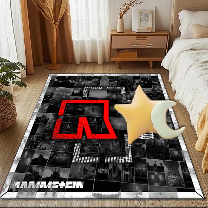 Ramm-stein Skulls And Logo Area Rug Suitable for Indoor And Outdoor,Carpets for Kitchens, Homes, Offices, Living Rooms,Home Decor,Christmas Gift