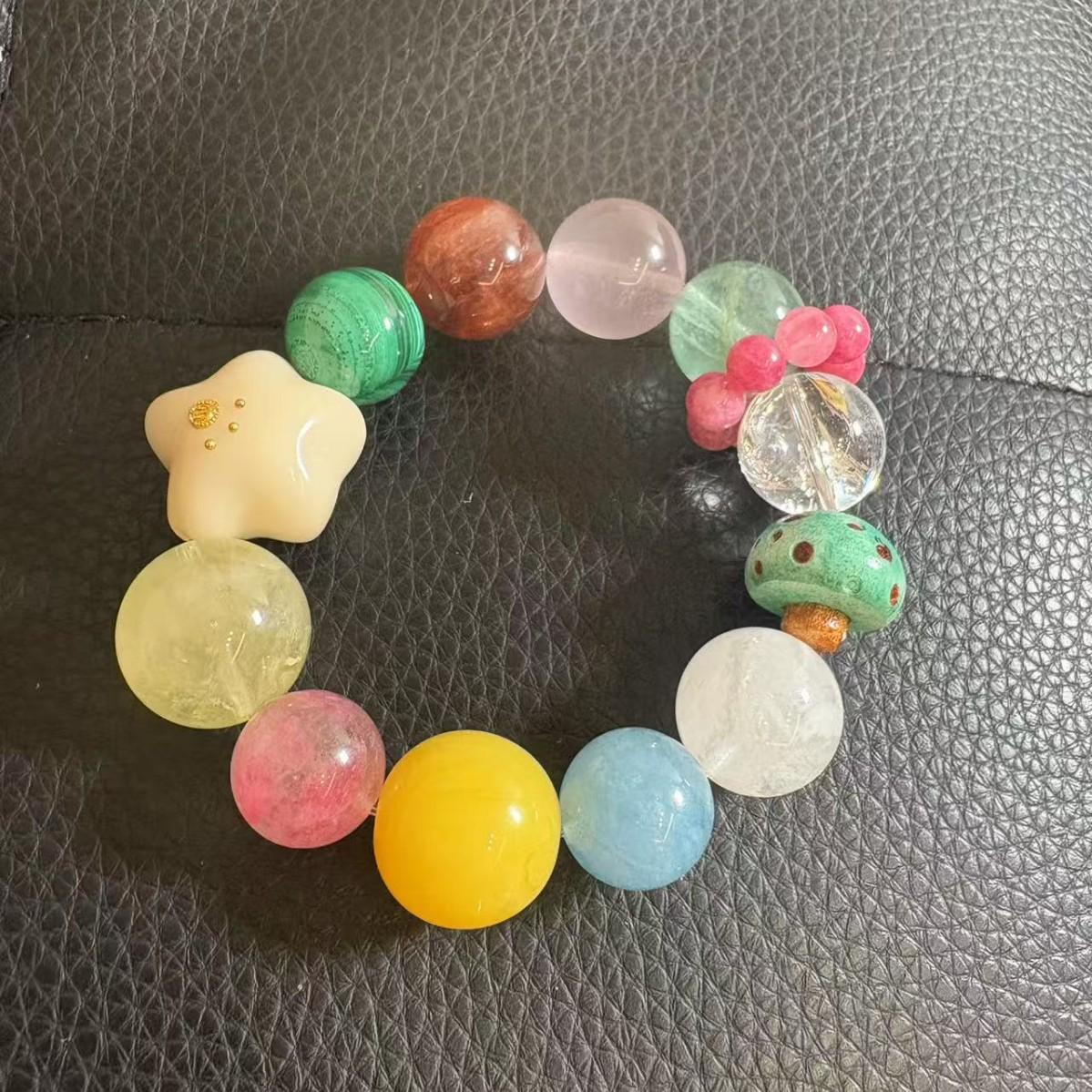 

New Style Natural Crystal Antler Mushroom Bead Bracelet Multi-Treasure Bracelet (includes gift box)