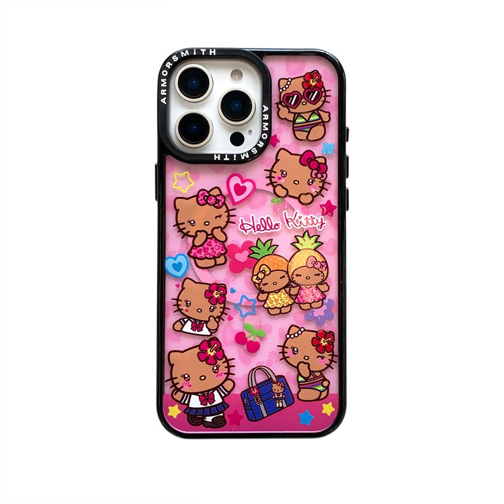 Sanrio Y2K Hello Kitty Cute Cartoon Magnetic Phone Case For IPhone 12 13 14 15 16 17 Pro Max Protective Cover with Stand Fundas