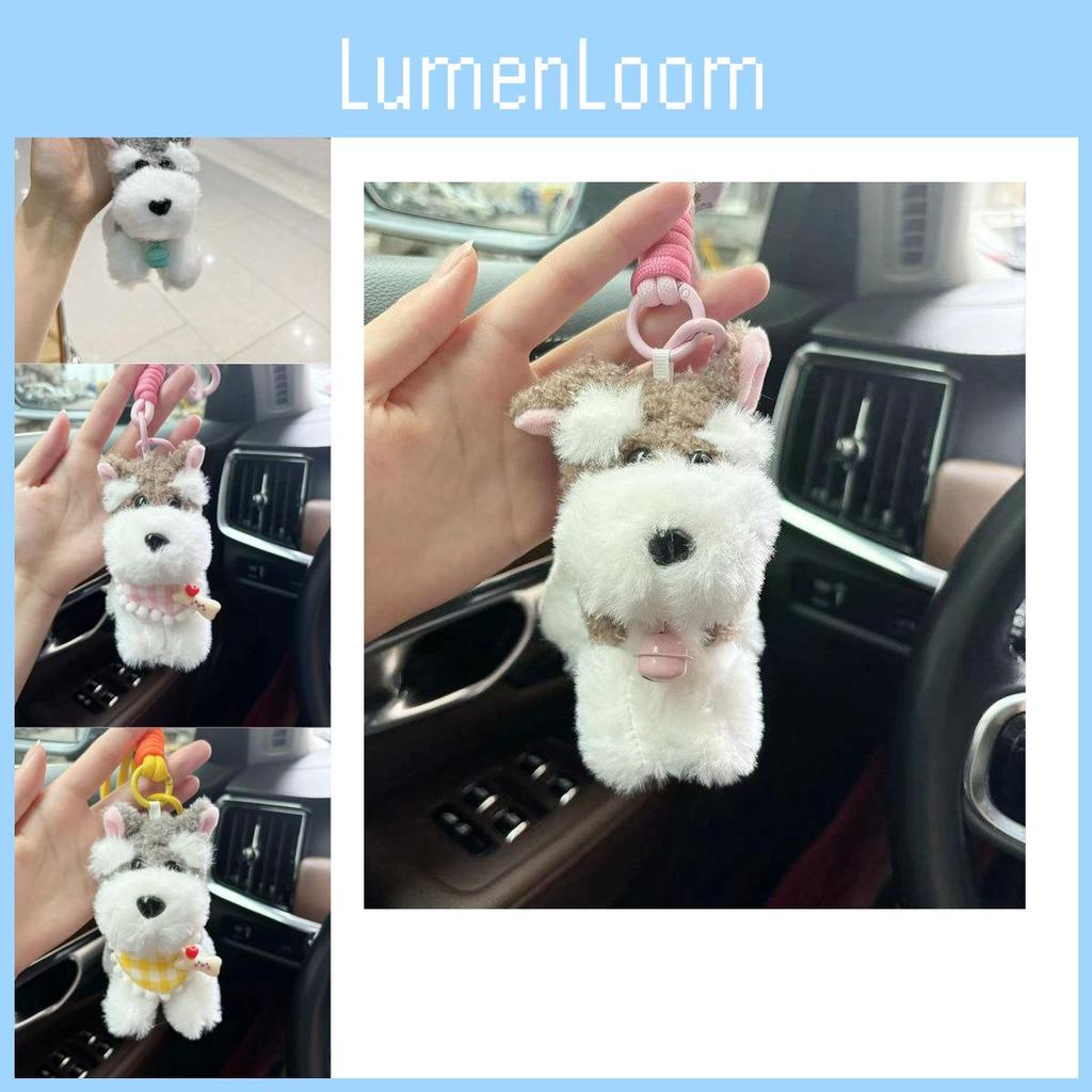 Adorable Schnauzer Plush Keychain Soft Dog Backpack Charm Cute Gift Doll