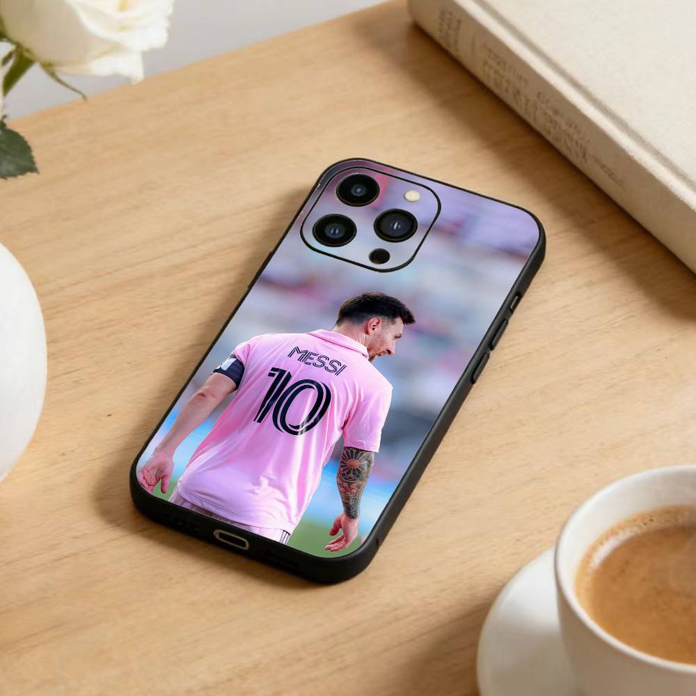 Football Star Messi Phone Case For iPhone 17 16 15 14 13 12 Max Plus Silicone Black Cover