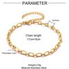 5pcs/Lot 17-22cm Gold Plated Stainless Steel Paperclip Cross Link Chain Bracelet Women Handmade DIY Charm Jewelry Making
