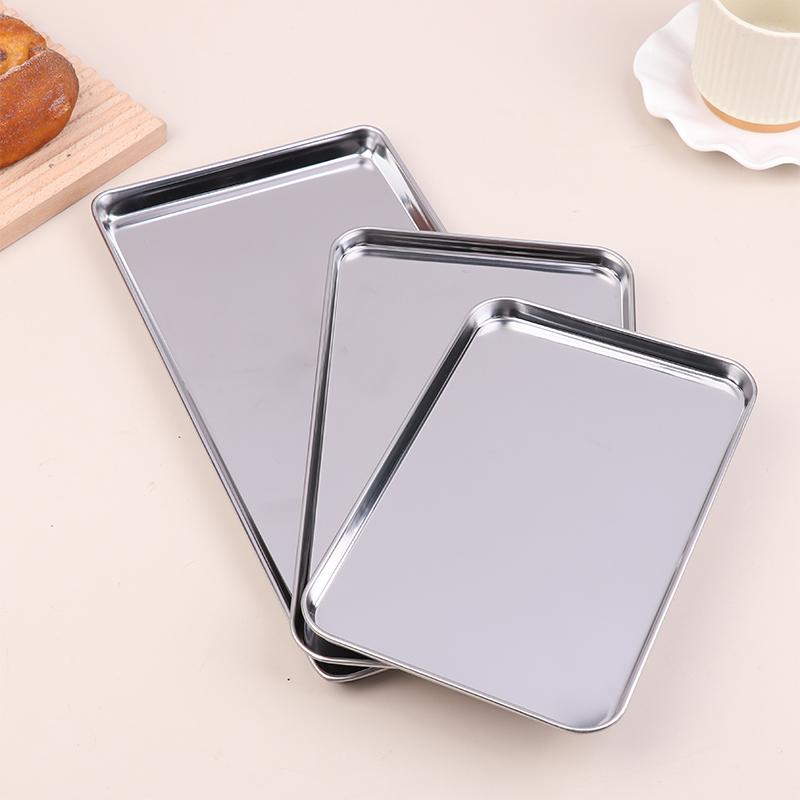 Nordic Stainless Steel Rectangular Tray Pastry Food Baking Plates Pallet Storage Disk Snack Cake Dish Organizer Tray Home Decor