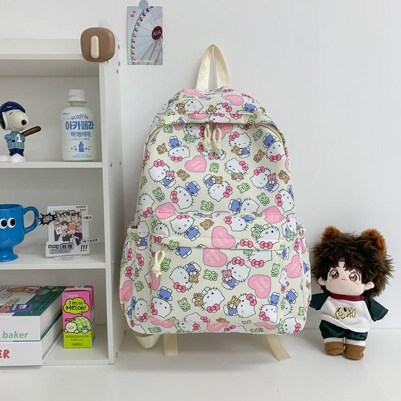 New Casual Backpack Korean Style Ins Simple Backpack Cute Printed Girl Large Capacity Lightweight Student Schoolbag