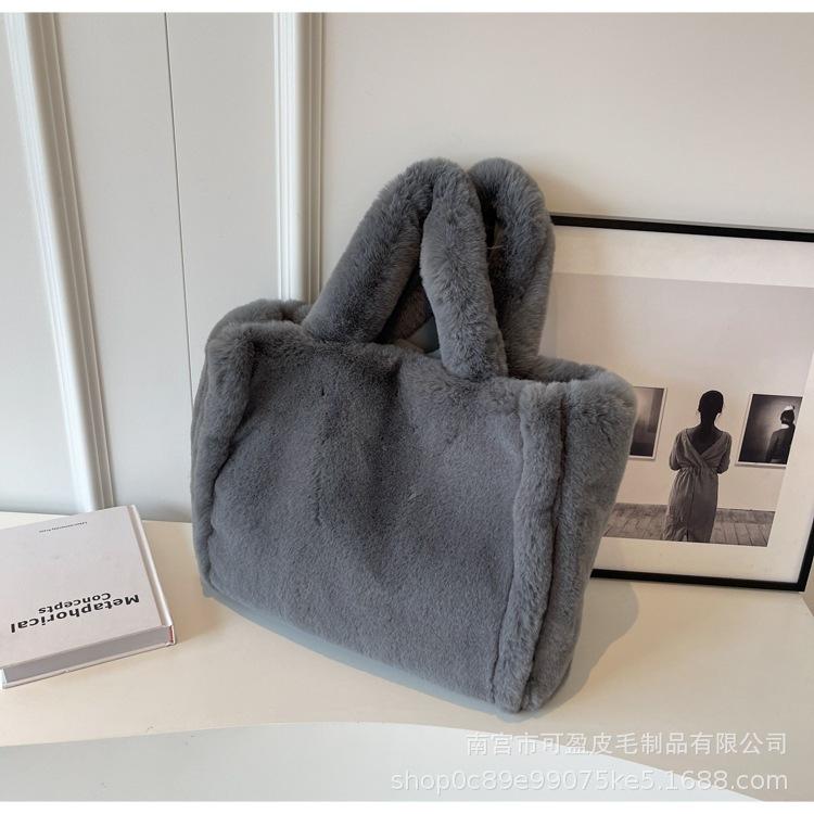 Plush bag autumn and winter new plush bag portable shoulder tote bag large capacity casual versatile underarm bag