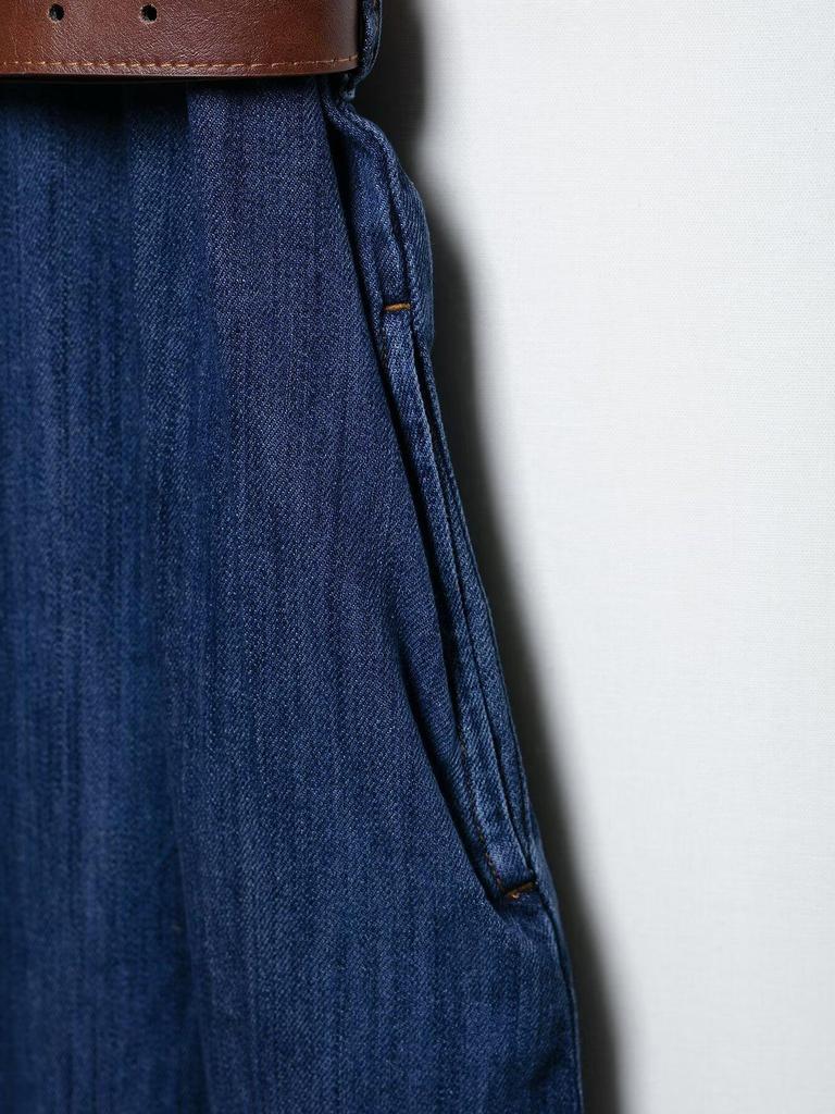 TAOP&ZA Summer Women's Elegant Midi Denim Belted Dress