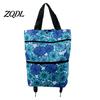 Commuter Shopping Cart for Students Foldable Bag with Wheels, Heavy-Duty Waterproof Oxford Cloth Grocery Cart, Compact Stroller City Living