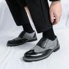 Fashion Brand New Men Comfortable Pointed Carving Leather Shoes Spring Fashion Versatile Business Lace Block Color Blocked Leather Shoes