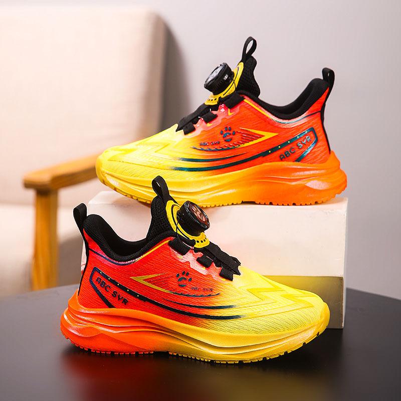 Sneakers New Versatile Breathable Mesh Casual Shoes Primary School Students Soft Soles Lightweight Boys and Girls Rotating Buckle Running Shoes