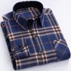 6XL Outono/Inverno Grande Masculino 100% Algodão Xadrez Escovado Manga Longa Resistente a Amassados Casual de Negócios Sem Ferro Grosso