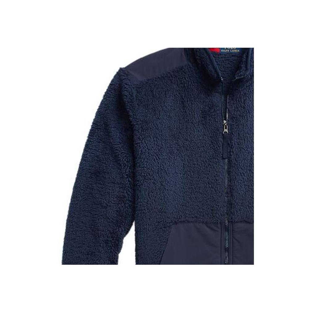 Polo Ralph Lauren SS22 Solid Color Fleece Stand Collar Spliced Fleece Jacket Men Jackets Navy-Blue MNPOKNI16821838-410