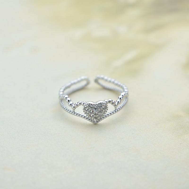 Fashion Letter Ring Opening Love Flower Adjustable Ring Hipster Personality Double Index Finger Jewelry