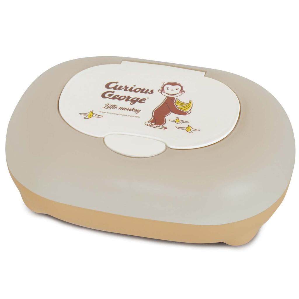 Nishiki Kasei Curious George Wet Tissue Case, One-Touch, LBE×BE-bnn, 19cm W x 13cm D x 7.5cm H, Made in Japan