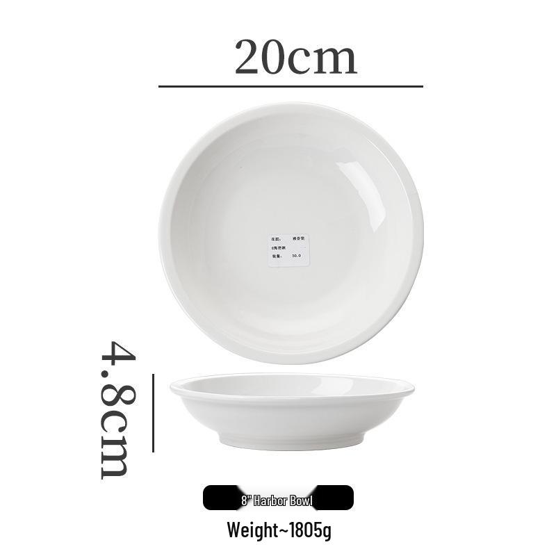 White High-Footed Ceramic Soup Bowl - Deep Plate for Home or Hotel Use
