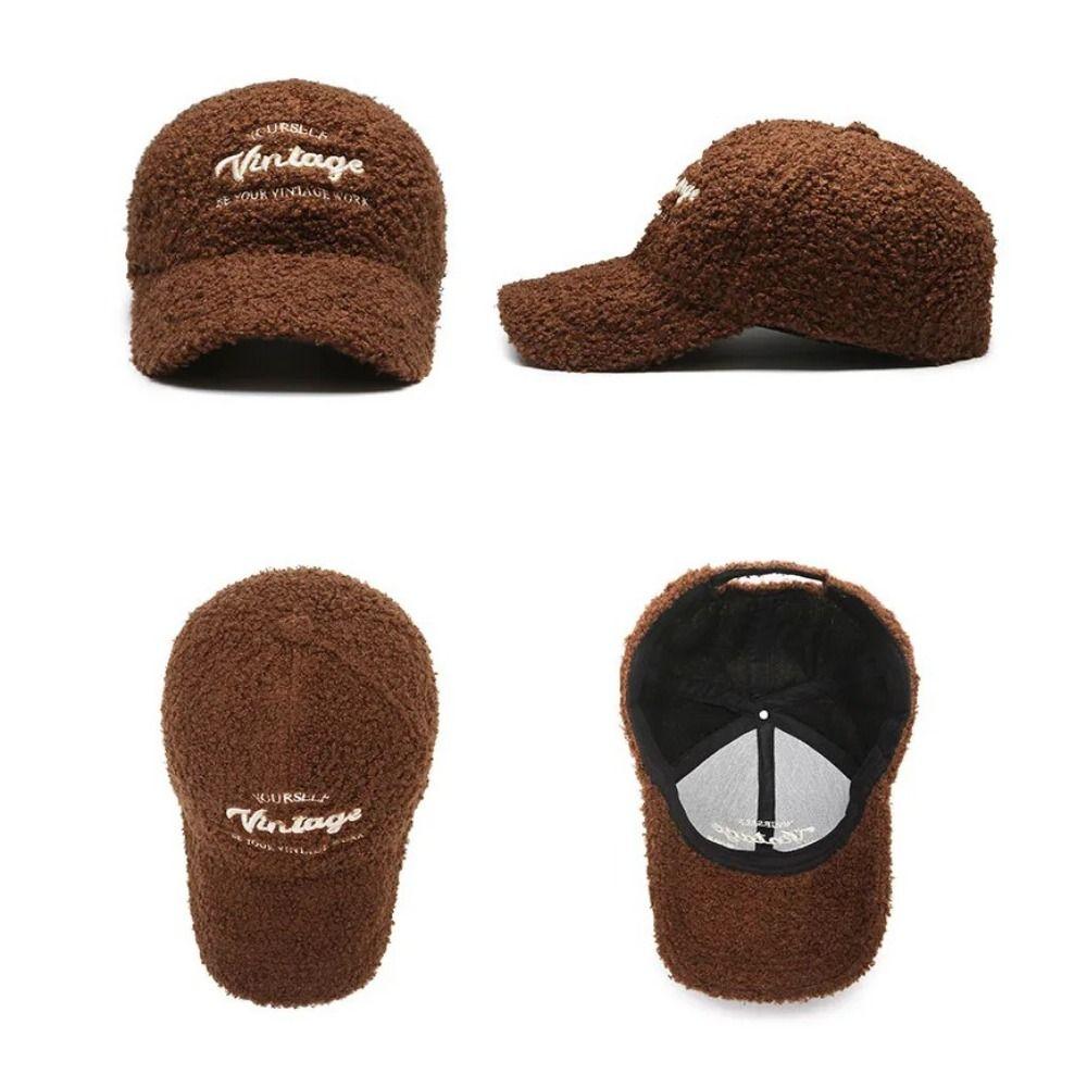 Fashion Plush Baseball Hat Women Couple Cap New Lamb Wool Baseball Cap