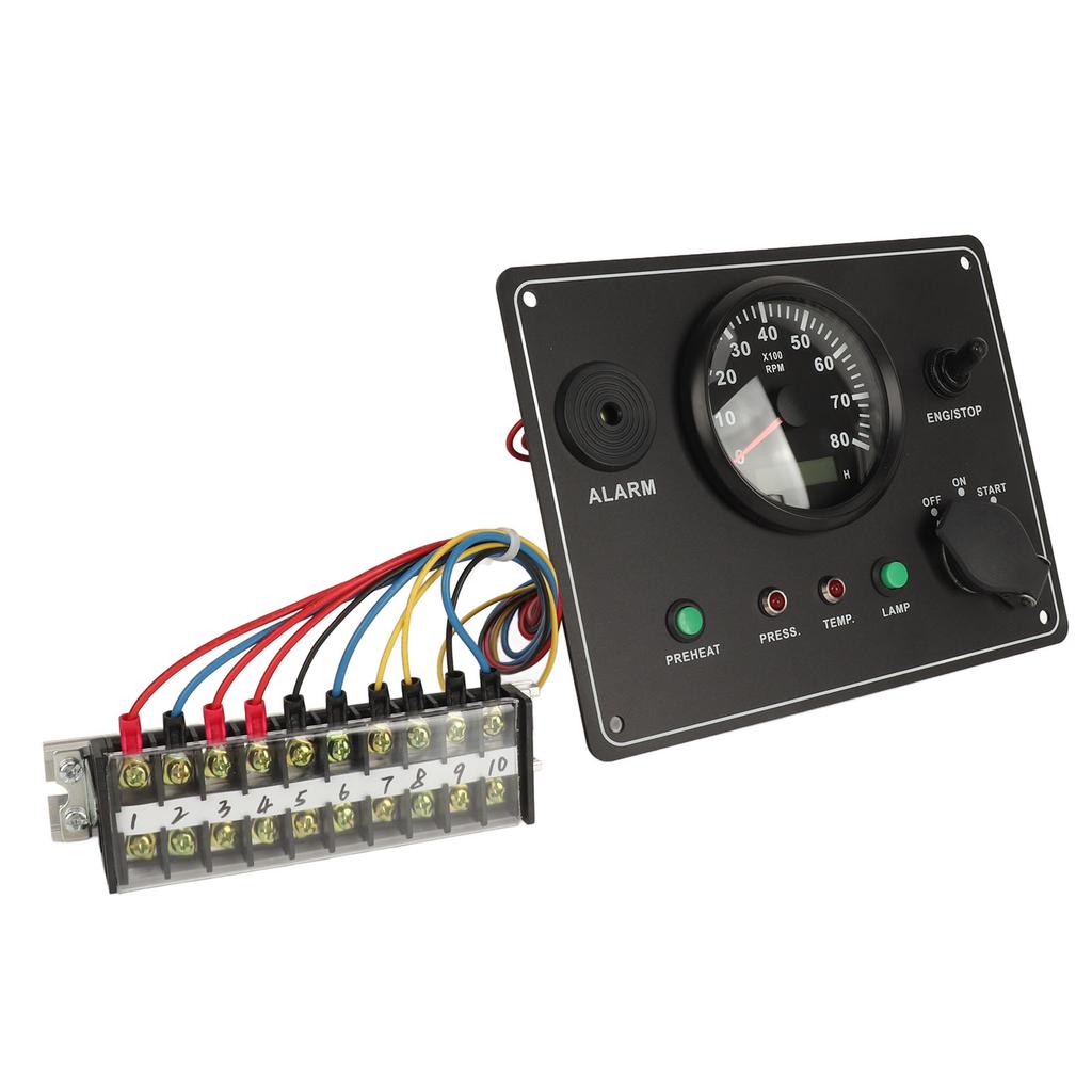 210 X 160mm Boat Tachometer Panel High Accuracy Multifunction 0‑8000 RPM Marine Tacho Gauge Instrument Panel with Alarm