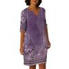 Dresses For Womens Vintage Print Tunic Waisted Midi Dress Summer Casual  Half Sleeve Dress